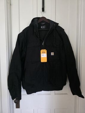 NWT Carhartt Black Hooded Field Jacket with Front Pockets
